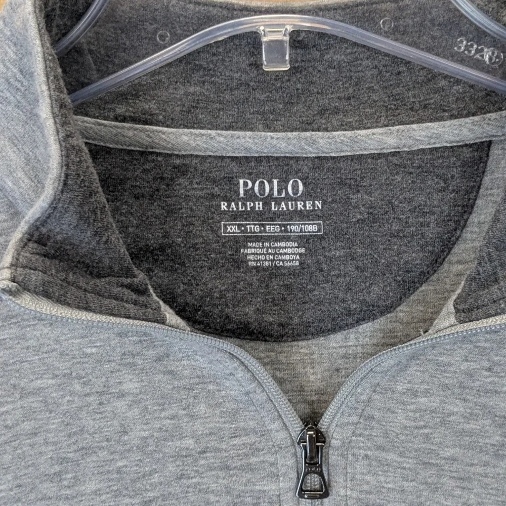 Polo‎ Ralph Lauren Mens XXL Heather Grey Quarter Zip Pullover Pony Logo Sweater